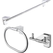 Ahlez Premium Uzun Havluluk + Yuvarlak Havluluk + Ikili Askılık Banyo Seti