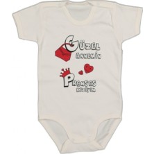 Limon Bebek Kısa Kollu Güzel Annemin Prenses Kızıyım Baskılı 0-36 Ay Body