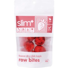 Slimplus Freeze Dry Çilek Kaplı Glutensiz Vegan Yerfıstıklı Hurma Topları Raw Bites 60gr