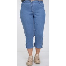 Haimoda Kadın Büyük Beden Bel Lastik Anne Kot Kapri Pantolon