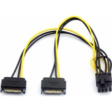 Alfais 4327 2x Sata To 8 Pin (6+2 ) Pci-E Express Güç Molex Power Kablosu Çevirici Dönüştürücü