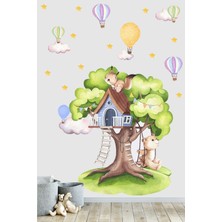 Piksel Grafik Ağaç Ev Çocuk Odası Duvar Sticker