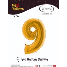 He2 Balon 9 Rakam Altın Folyo Balon 40 Inç
