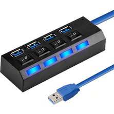 Wozlo 4 Port USB 3.0 Çoklayıcı Hub Ledli On/off Anahtarlı