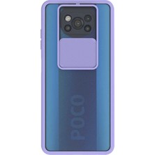 KZY Xiaomi Poco X3 Kapak Lensi Açılır Kapanır Kamera Korumalı Silikon Kılıf - Lila