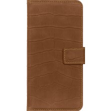 Fitcase Samsung Galaxy A01 Core (A013) Kılıf Kroko Desen Kapaklı Cüzdanlı Kahverengi