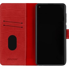 Fitcase Samsung Galaxy A11 (A115) Kılıf Kroko Desen Kapaklı Cüzdanlı Kırmızı