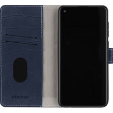 Fitcase Samsung Galaxy A11 (A115) Kılıf Kroko Desen Kapaklı Cüzdanlı Lacivert