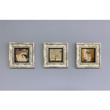 Oscar Stone Decor Çerçeveli Taş Duvar  Dekoru 20 x 20 cm 3 Lü Set Leonardo Da Vinci