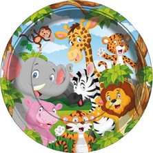 Süsle Bebek ve Parti Safari Sevimli Hayvanlar, Karton Tabak - 23cm x 8 Adet