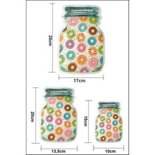 Morponi 9 Boy Kavanoz Görünümlü Donutlu Kilitli Saklama Kabı / 150ML - 500ML - 620ML