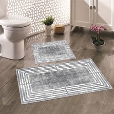 Talia Home Kaymaz Taban Yıkanabilir 2 Li 60X100 - 50X60 Banyo Halısı Paspas Klozet Takımı