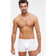Kom Erkek Penye Likra Tight Boxer 4 Lü Beyaz S-2xl