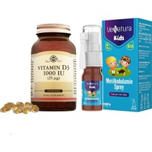 Solgar D3 1000 Iu 100 Tablet+Venatura Kids B12 Metilkobalamin Sprey 5 ml