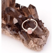 Taş Sandığı Pembe Kuvars Taşı Gümüş Yüzük - Ayarlamalı