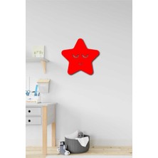 Hellove Renkli Yıldız Kirpik Gözlü Çocuk Odası Ahşap Duvar Süsü 27X26CM