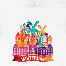 Cix Renkli Amsterdam Illüstrasyon Tişört