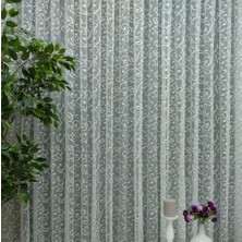 Perde Alemi Şal Desen Fransız Dantel Tül Perde,  100X250, Sık Pile, 1/3