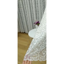 Perde Alemi Şal Desen Fransız Dantel Tül Perde,  100X260, Seyrek Pile, 1/2