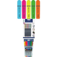 Adel - Faber Castell - Pensan 19 Renk Fosforlu Kalem Seti + Inn Boyanabilir Kalemlik Hediyeli