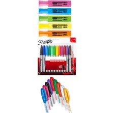 Kraf - Sharpie - Pensan 26 Renk Fosforlu Kalem Seti + Inn Boyanabilir Kalemlik Hediyeli