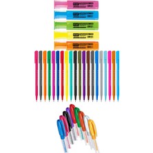 Kraf - Staedtler - Pensan 34 Renk Fosforlu Kalem Seti + Inn Boyanabilir Kalemlik Hediyeli