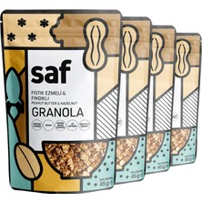 Saf Nutrition Fıstık Ezmeli  Fındıklı Granola, 45 gr x 4