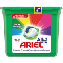 Ariel 3'ü 1 Arada Pods 23 Yıkama Sıvı Çamaşır Deterjanı Kapsülü Parlak Renkler