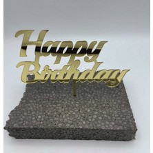 Turuncu Lazer Pasta Süsü Happy Birthday 1,8 mm Pleksi