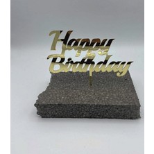 Turuncu Lazer Pasta Süsü Happy Birthday 1,8 mm Pleksi