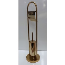 Defne Paslanmaz Ayaklı Tuvalet Kağıtlık ve Klozet Fırçası Pvd Altın (Emin Aksesuar)