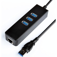 Wozlo 3 Port USB 3.0 Çoklayıcı Hub +1 Port Gigabit Ethernet Lan RJ45 Ağ Adaptörü