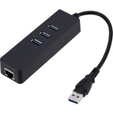 Wozlo 3 Port USB 3.0 Çoklayıcı Hub +1 Port Gigabit Ethernet Lan RJ45 Ağ Adaptörü