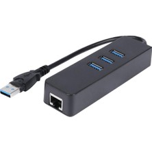 Wozlo 3 Port USB 3.0 Çoklayıcı Hub +1 Port Gigabit Ethernet Lan RJ45 Ağ Adaptörü