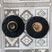 Alfa Tasarım Atölyesi Altın Mıknatıslı Yuvarlak Hakiki Deri Çanta Çıtçıtı