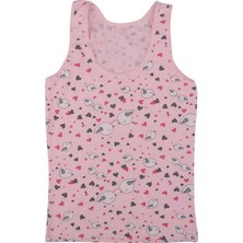 Kota Kalın Askılı Kuş Baskılı Kız Çocuk Atlet 3412 | Pembe