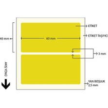 On Roll Paper 60X40 Sarı Renkli Termal Barkod Etiketi 1000'LI Sarım 10 Rulo Toplam: 10.000 Adet