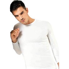 Tutku Elit Elastan Sıfır Yaka Uzun Kol Erkek Atlet 1302 | Beyaz