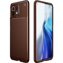Caseart Xiaomi Mi 11 Lite Kılıf Karbon Tasarımlı Kapak Kahverengi