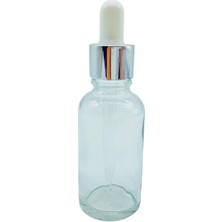 Camgen Cam Şeffaf Şişe Ince Cam Damlalık Gümüş Kapak 10 Adet 30 ml