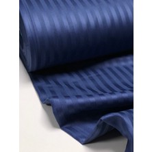 Sefaoğlu Tekstil Indigo Mavi Çizgili Pamuk Saten King Size Nevresim Takımı