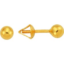 Bilezikhane 22 Ayar Altın Top Küpe Parlak 1.00 gr