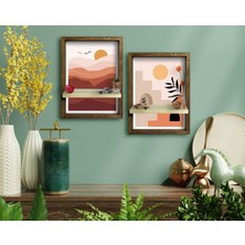 Bk Gift 2'li Doğal Masif Ahşap Çerçeveli Tablo Duvar Rafı-17