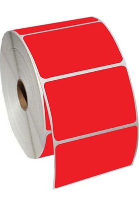 On Roll Paper 80X40 Kırmızı Renkli Termal Barkod Etiketi 1000'LI Sarım 10 Rulo Toplam: 10.000 Adet