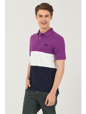 MANTECA Mor Polo Yaka Nakışlı Erkek Tshirt