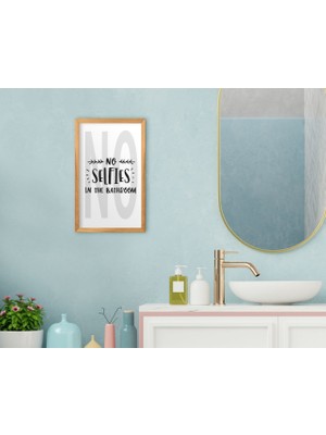 Bk Home No Selfies In The Bathroom Dekoratif Retro Ahşap Tablo-2