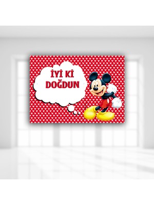 Süsle Bebek ve Parti Mickey Mouse İyiki Doğdun Afiş - 70cm x 50cm