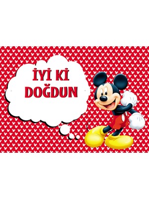 Süsle Bebek ve Parti Mickey Mouse İyiki Doğdun Afiş - 70cm x 50cm