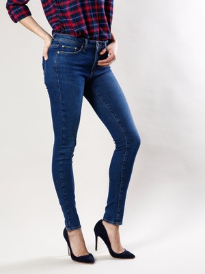 Colins 759 LARA Orta Bel Dar Paça Super Slim Fit Mavi Kadın Jean Pantolon