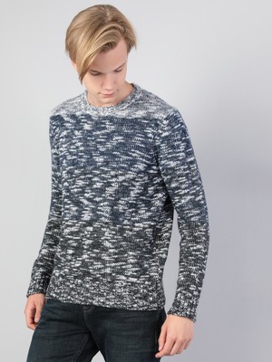 Colins Regular Fit Bisiklet Yaka Erkek İndigo Kazak